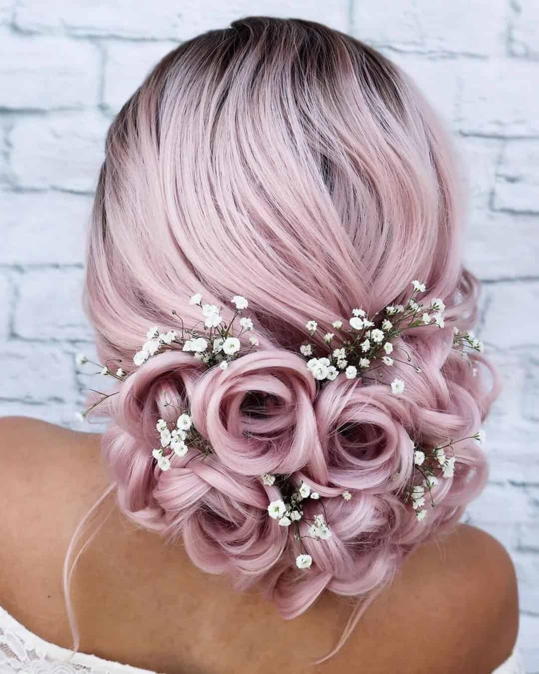 Wedding Hairstyles With Flowers Medium Length Hair