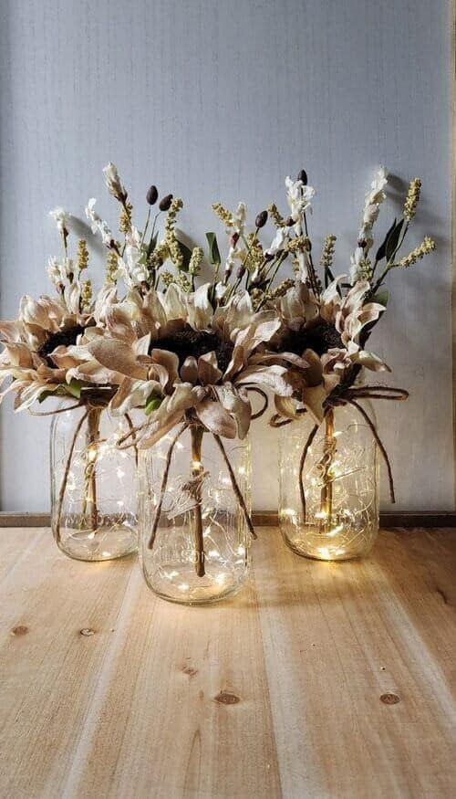 Dried flowers and fairy lights