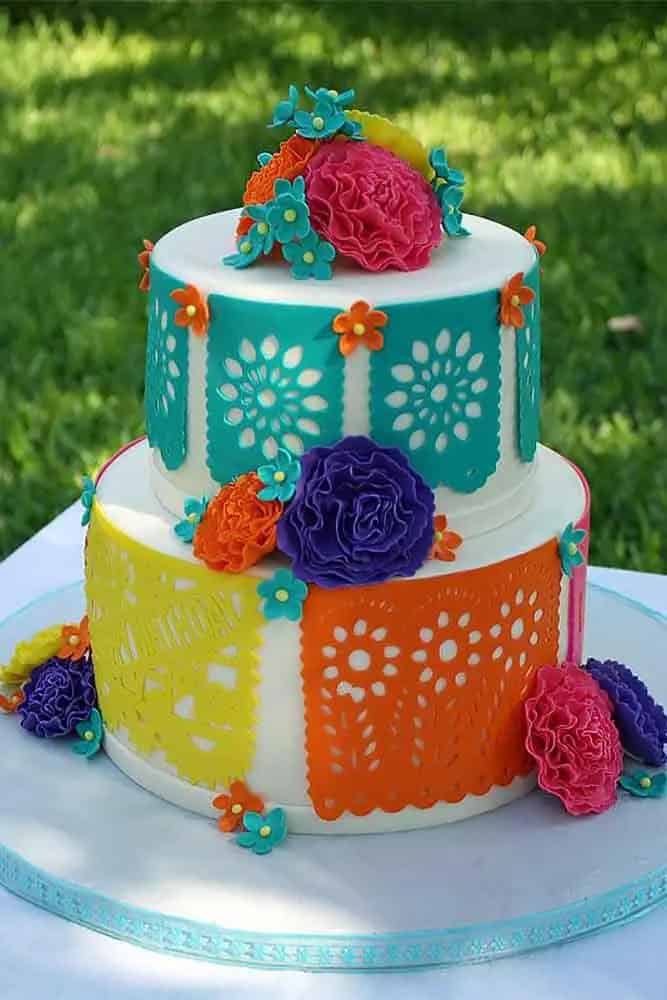 Traditional Hand-painted Mexican Wedding Cake Ideas