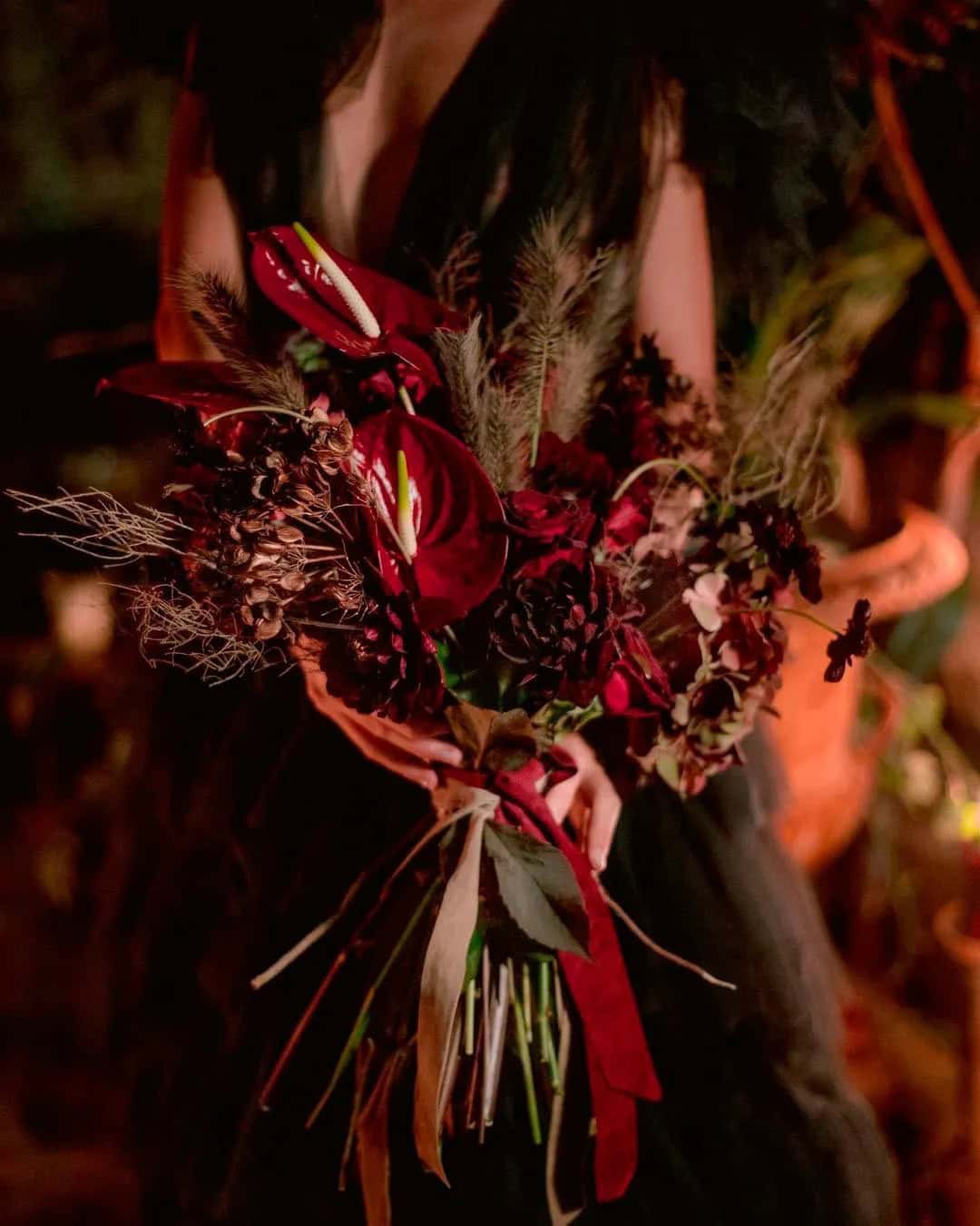 Red and Black Wedding Bouquets