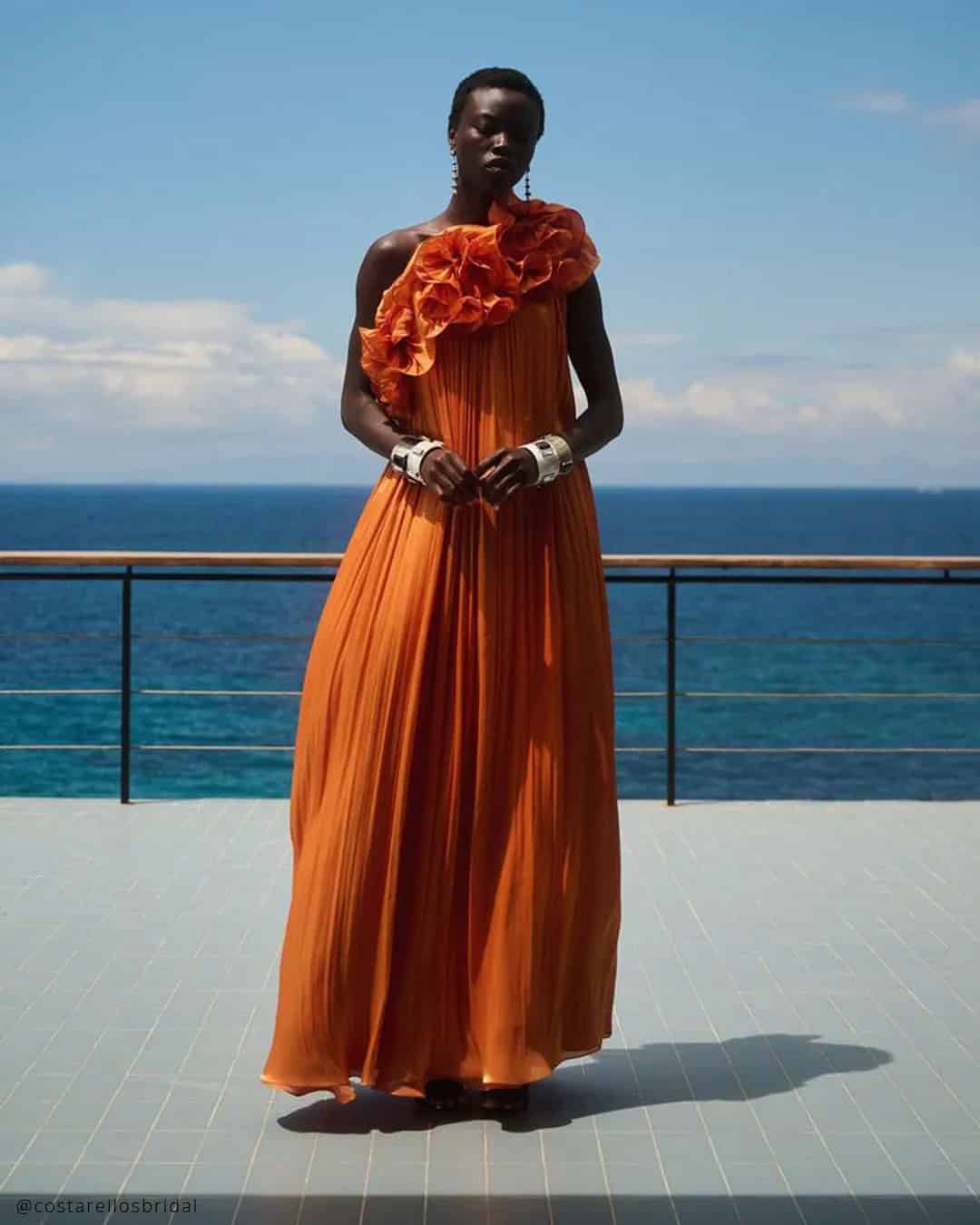 Chiffon Burnt Orange Bridal Dresses