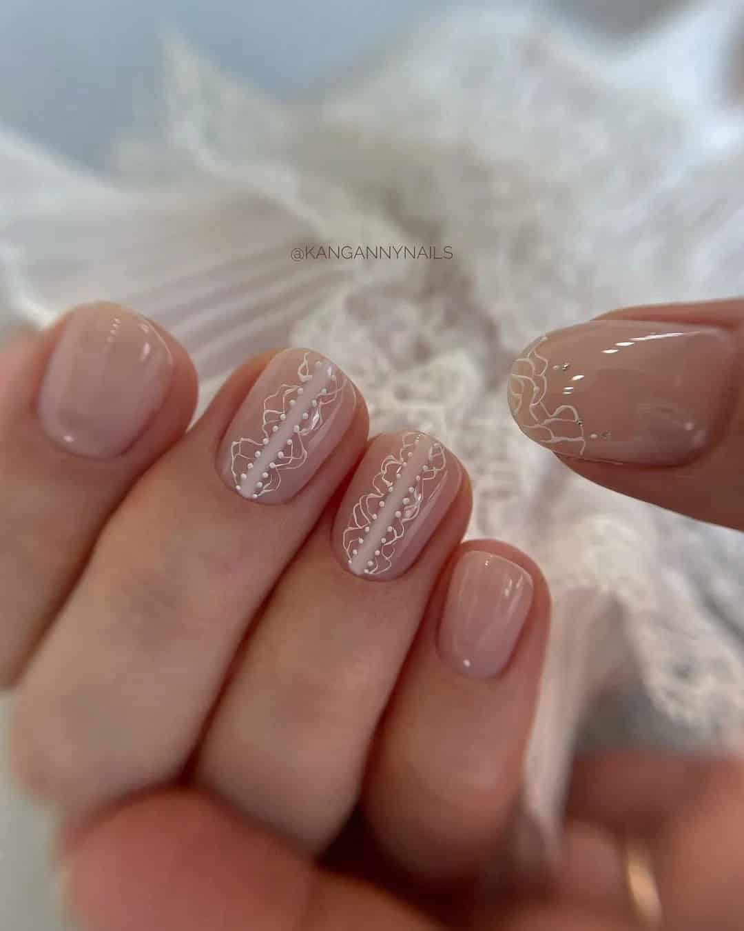 Elegant Lace Wedding Nails