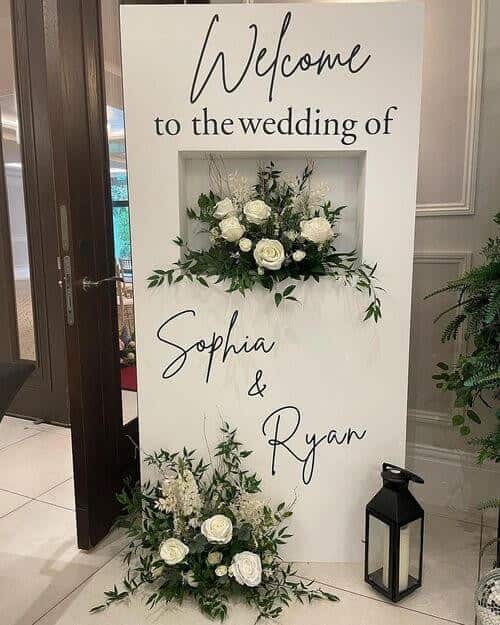 Lanterns, flowers and a giant sign