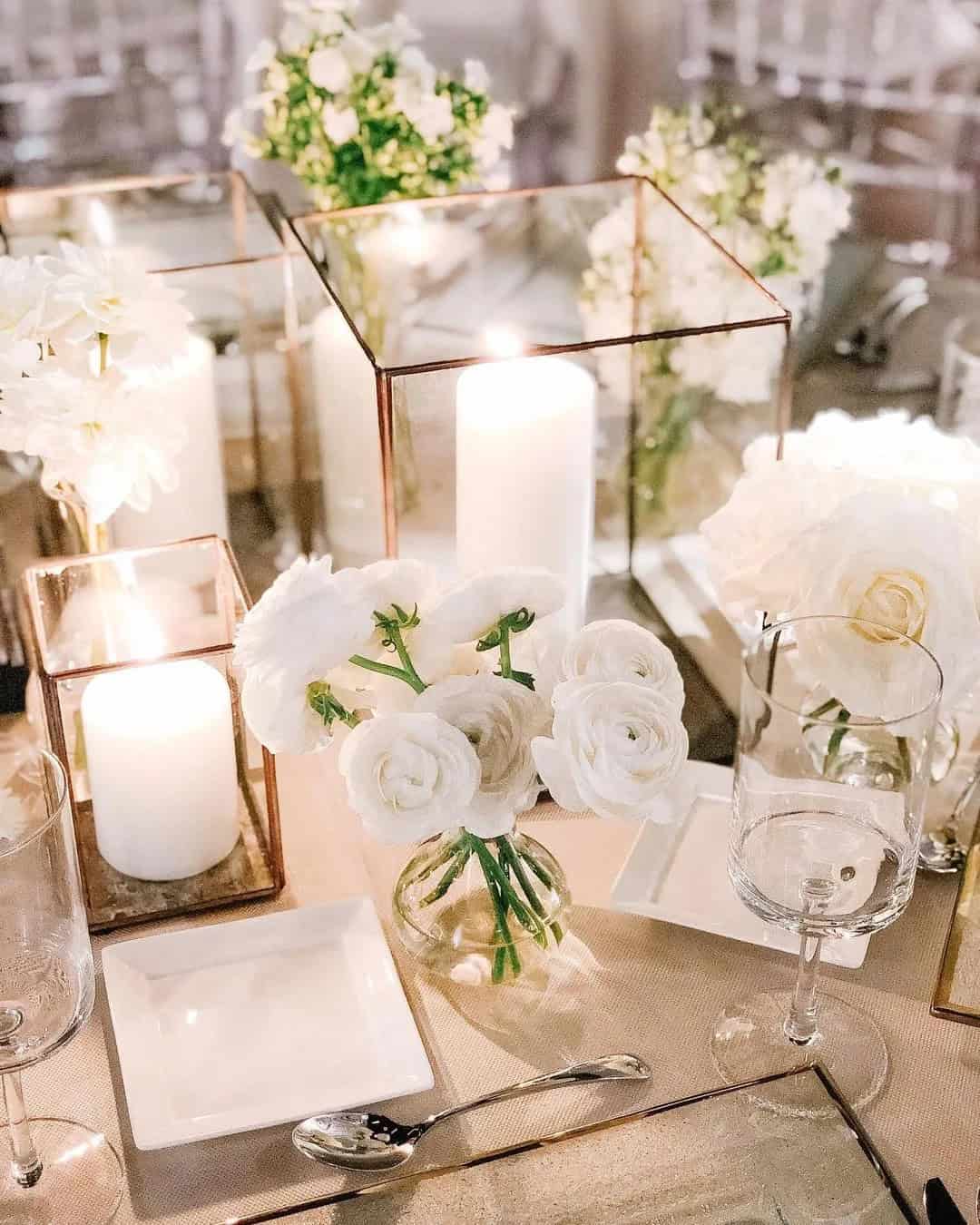 Simple White Wedding Décor With Candles