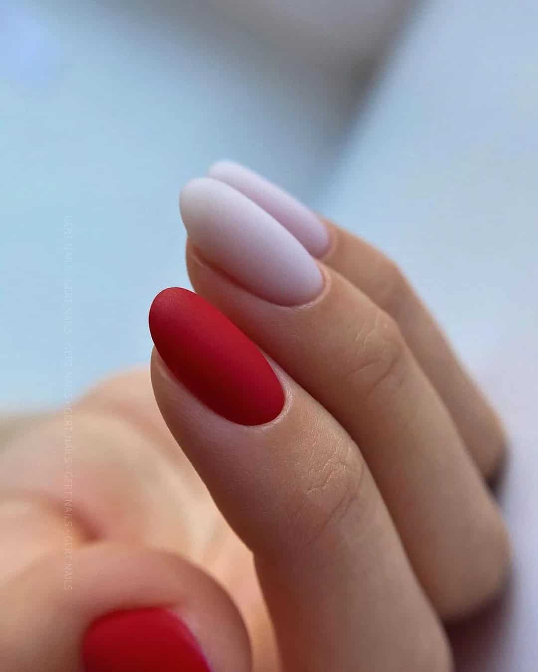 White and Red Bridal Nails