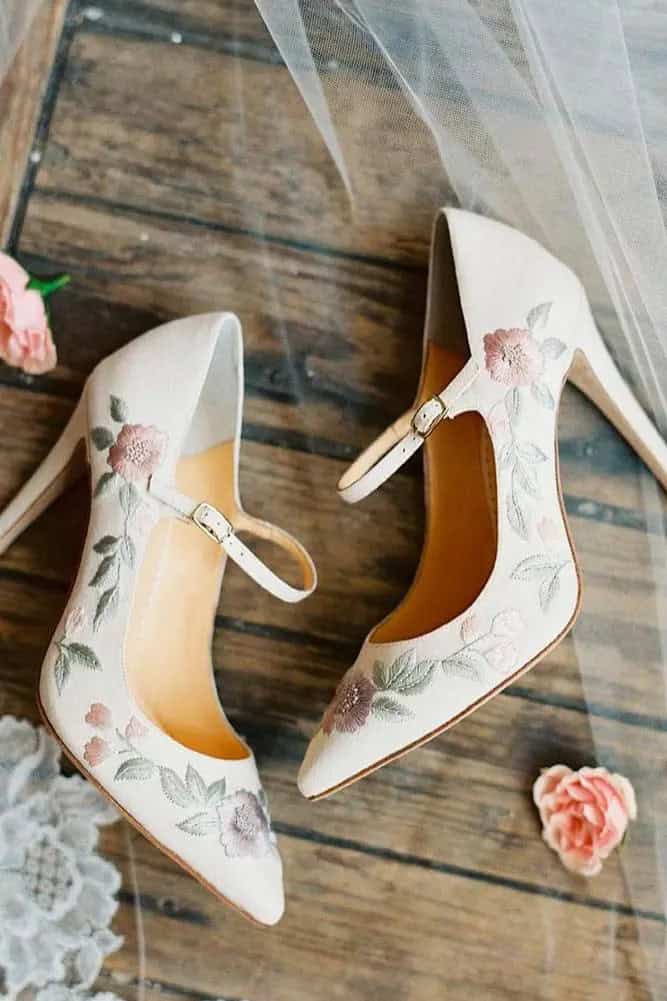 Bridal Shoes With Floral Ornament