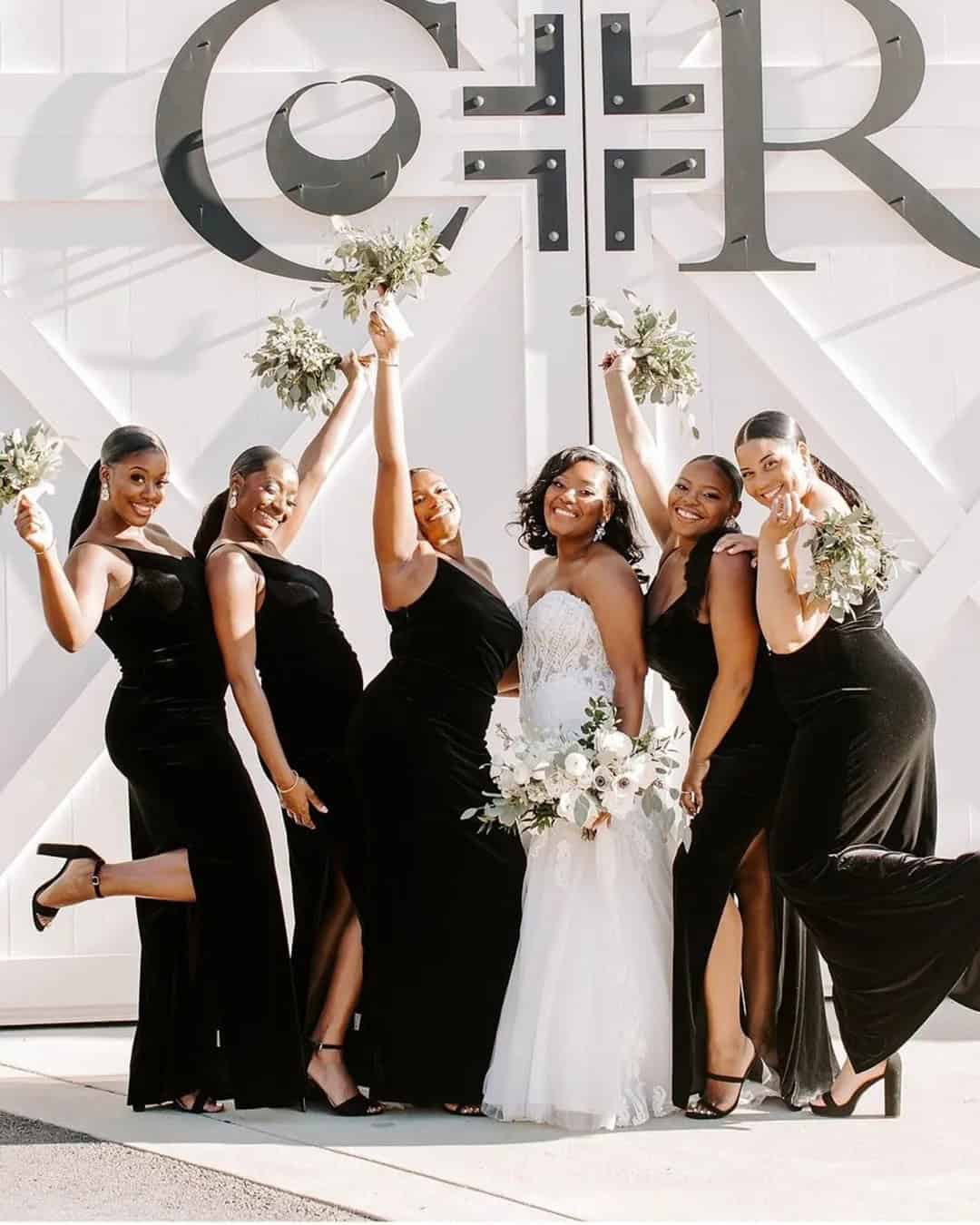 Black Velvet Bridesmaid Dresses