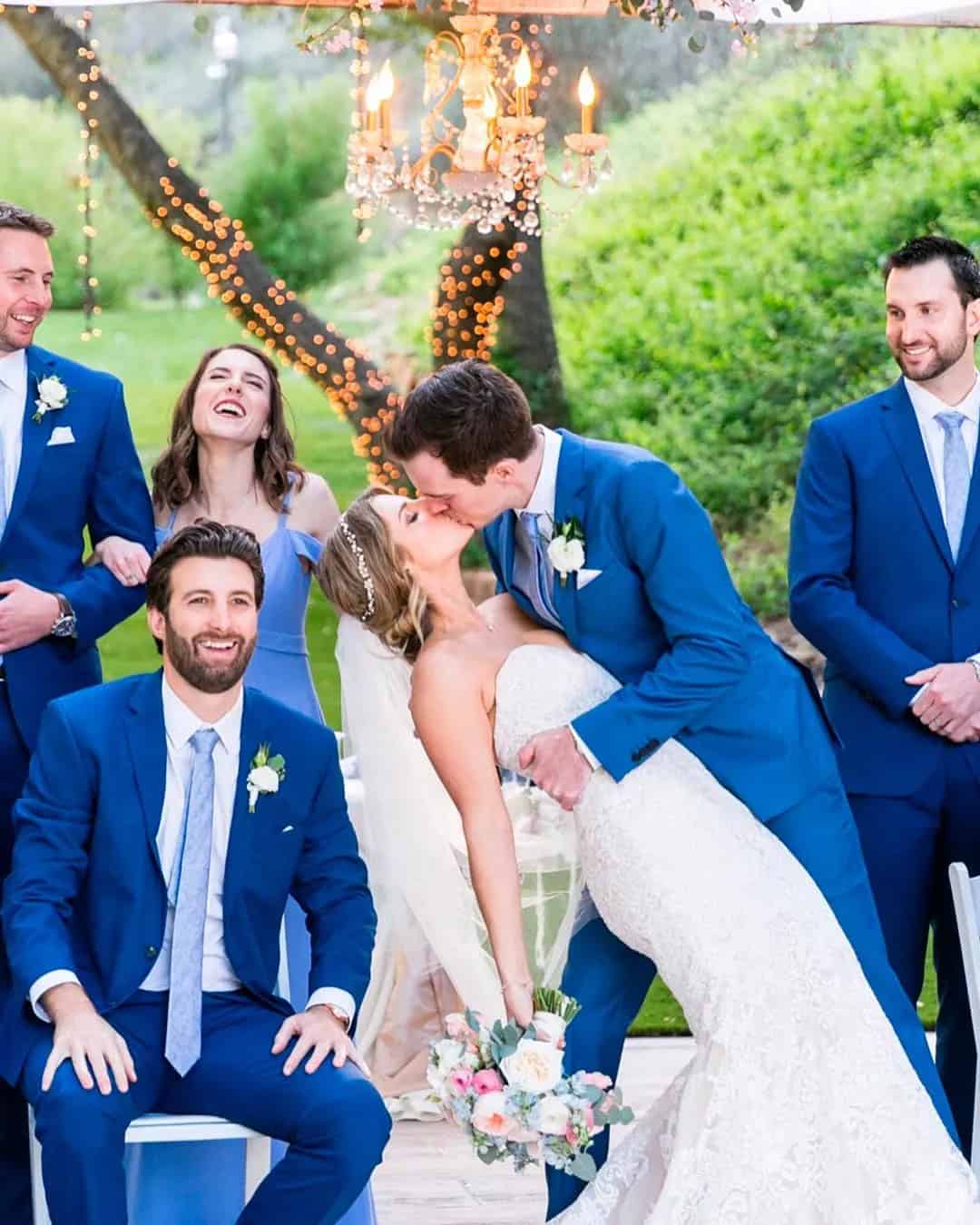 Blue And White Wedding Guests Attire