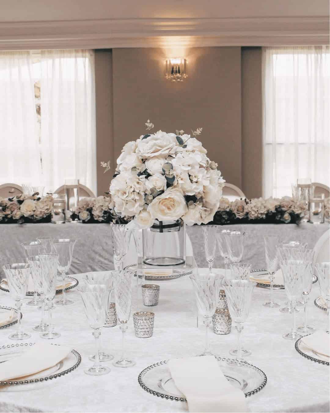 White and Silver Wedding Decor