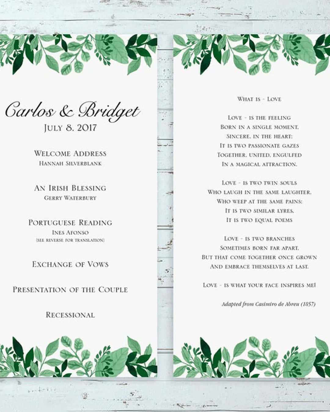 DIY Wedding Program Ideas