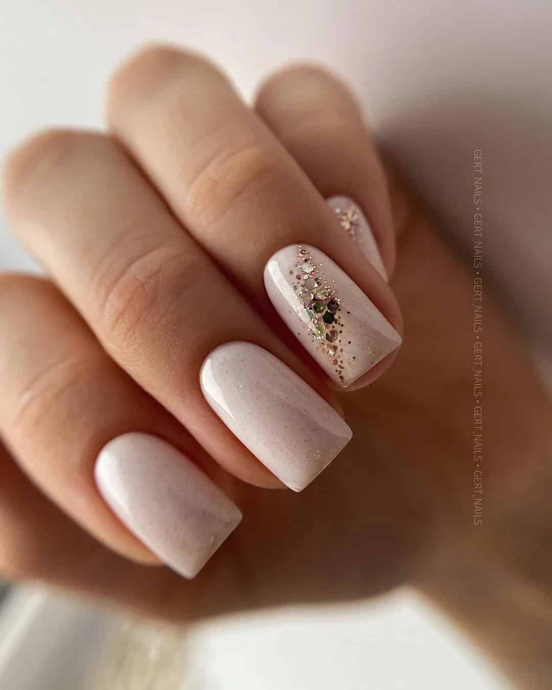 Nude and Gold Nails