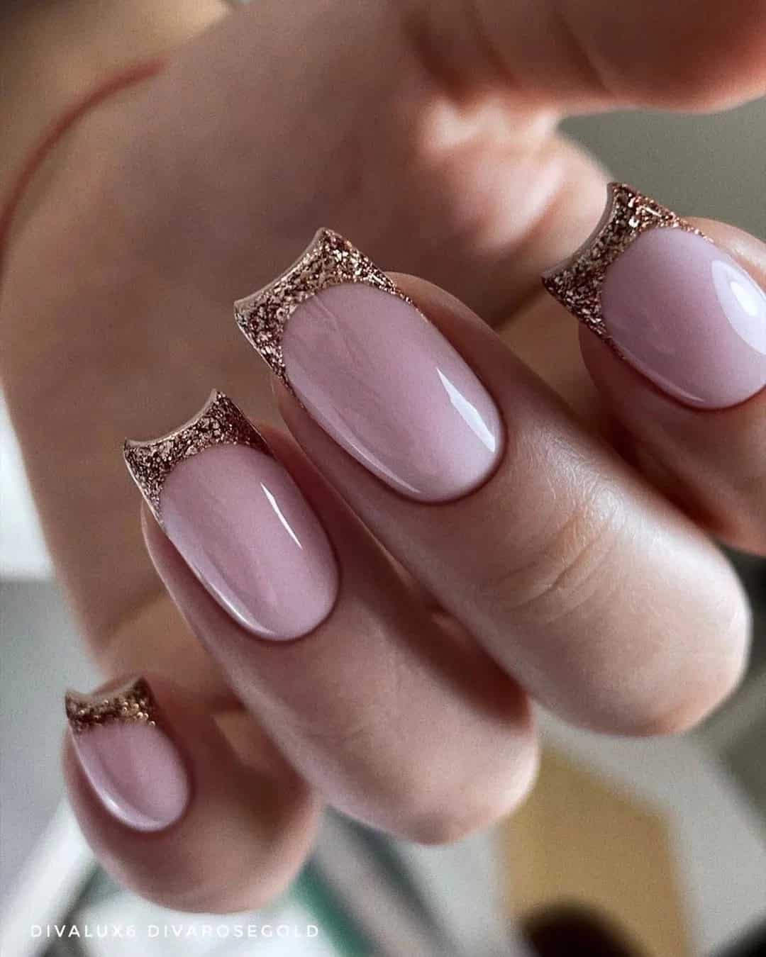 French Manicure with Gold