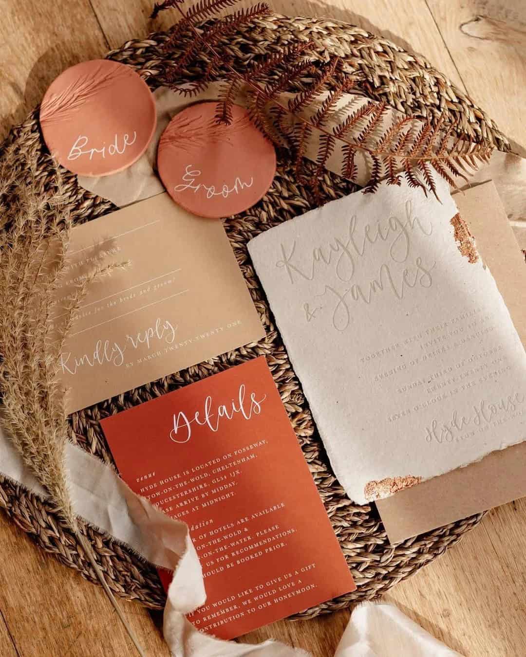 Boho Terracotta Wedding Invitations