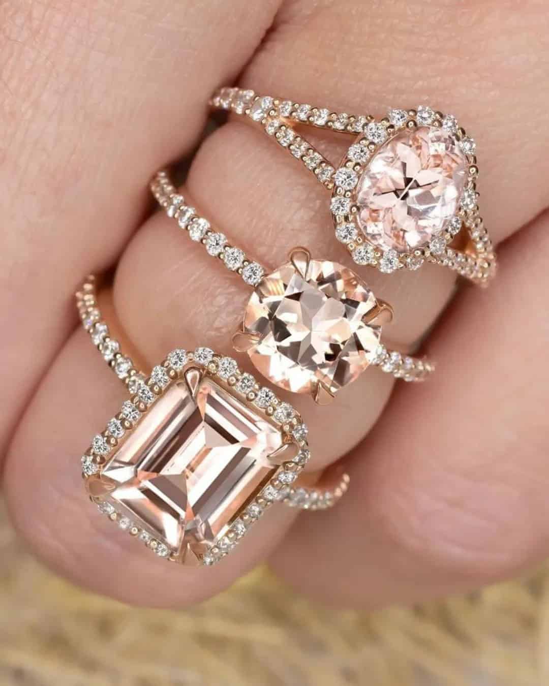 Halo Morganite Engagement Rings