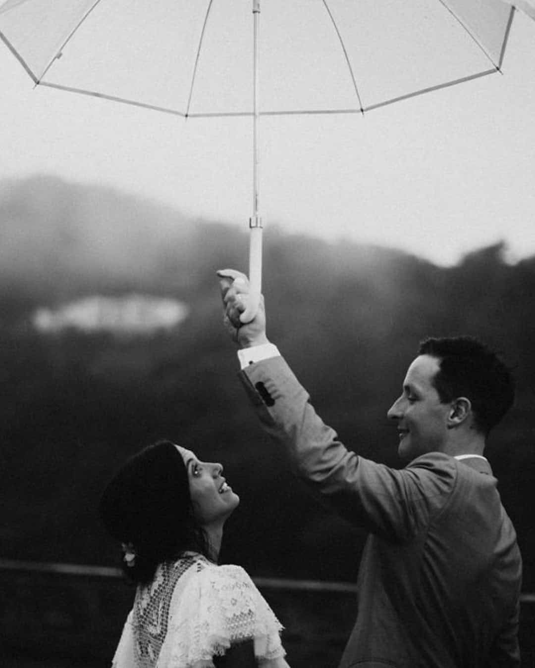 Wedding Photo Under Rain