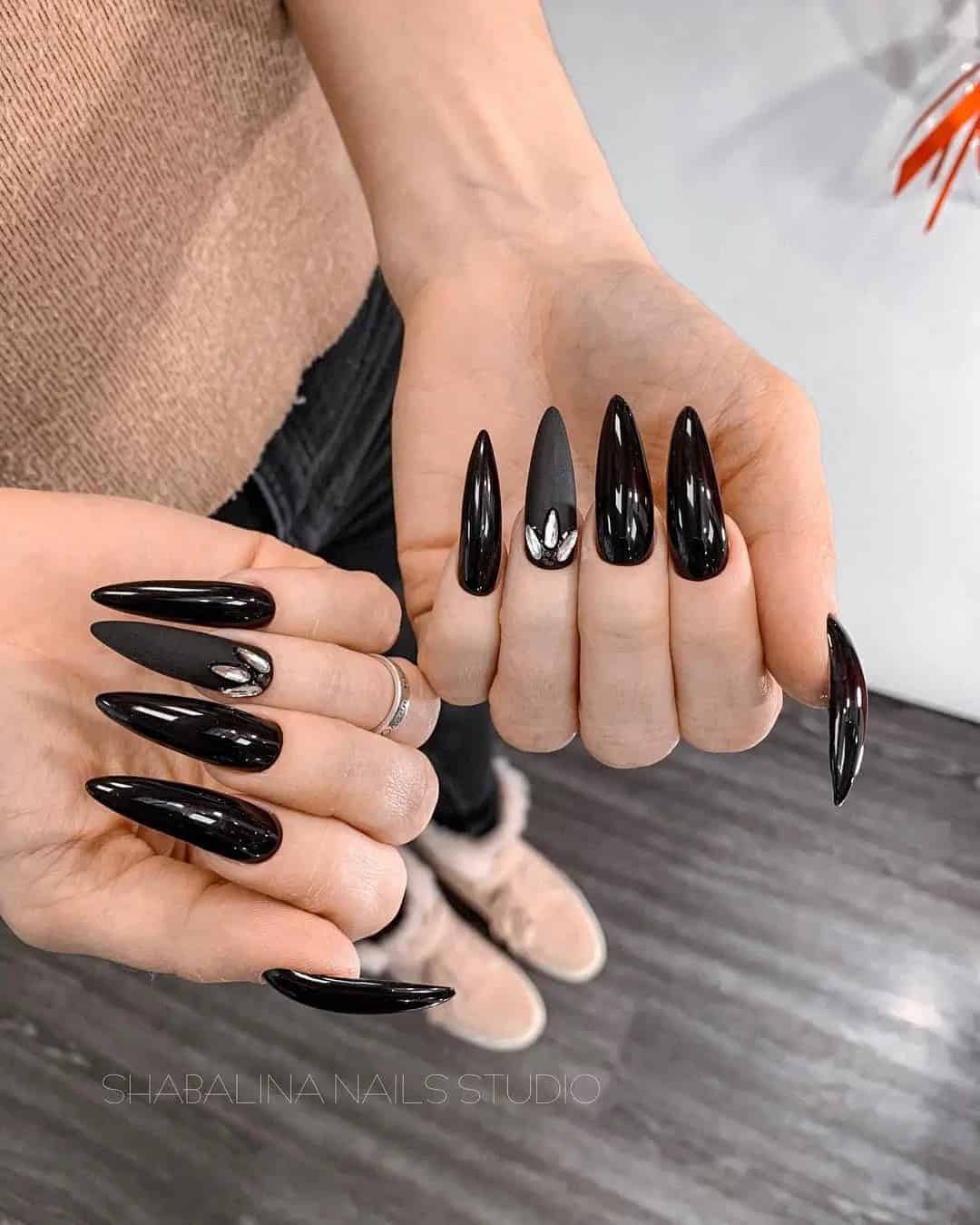 Black Stiletto Wedding Nails