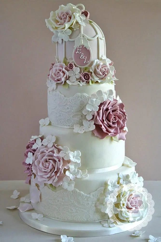 White Cakes With Colorful Flowers