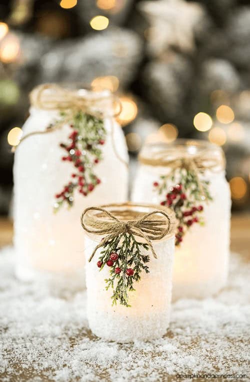 Snowy mason jars