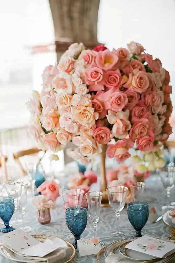 Coral and Peach Wedding Centerpieces