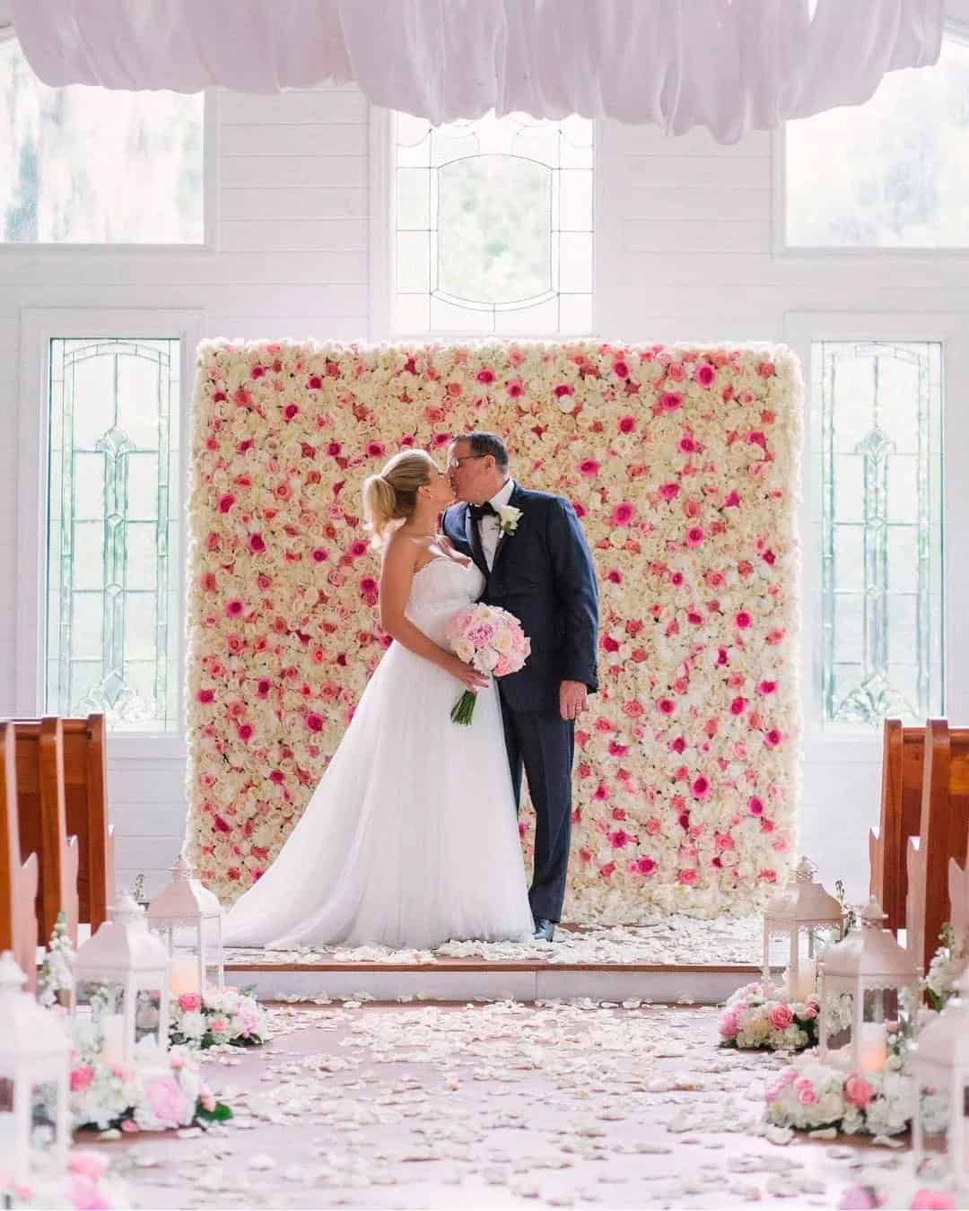 Simple Church Aisle Wedding Decorations With Romantic Flowers