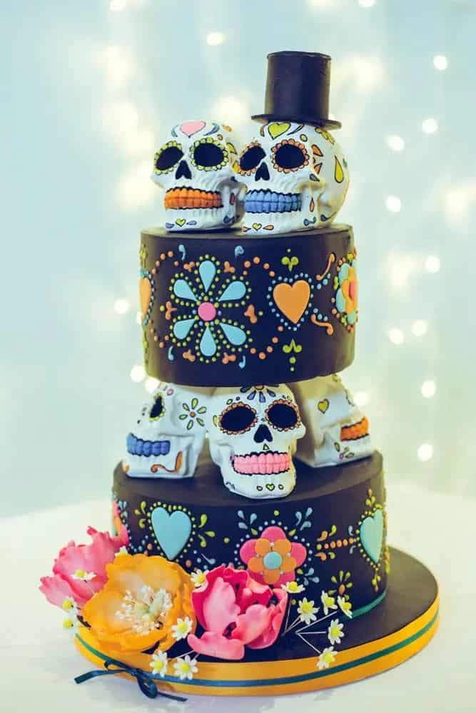 Mexican Cake Design With Santa Muerte Skull