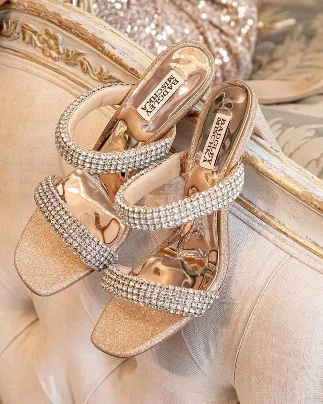 Sparkly Flat Sandals For Wedding