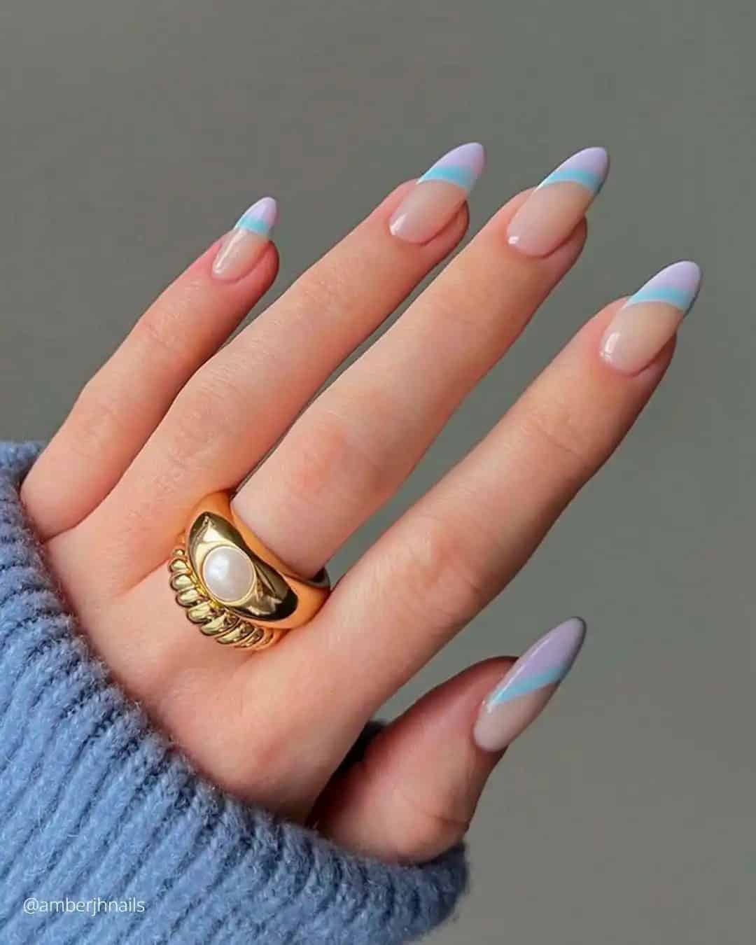 French Tip Nails Designs Purple