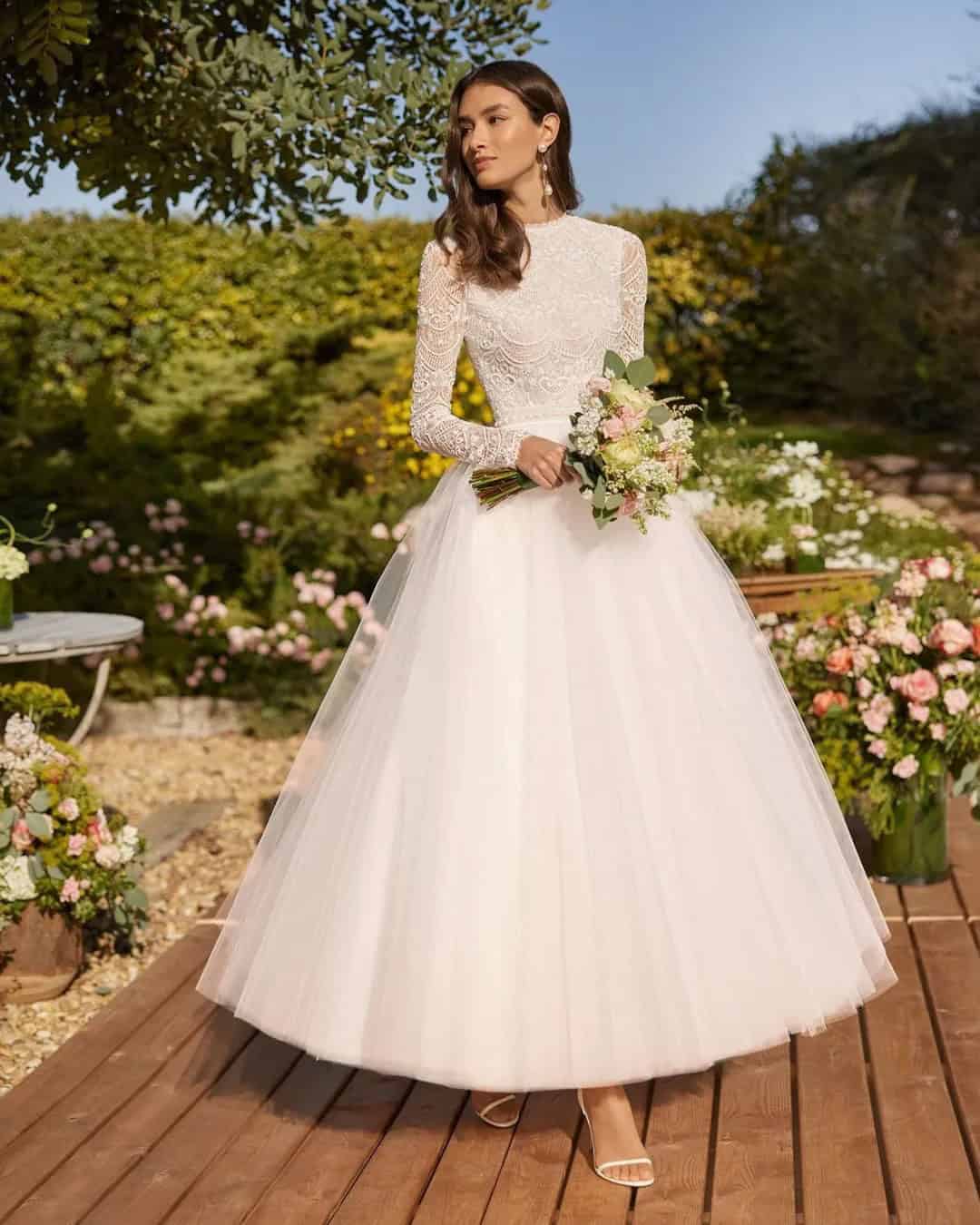 Vintage Style Tea Length Wedding Dresses