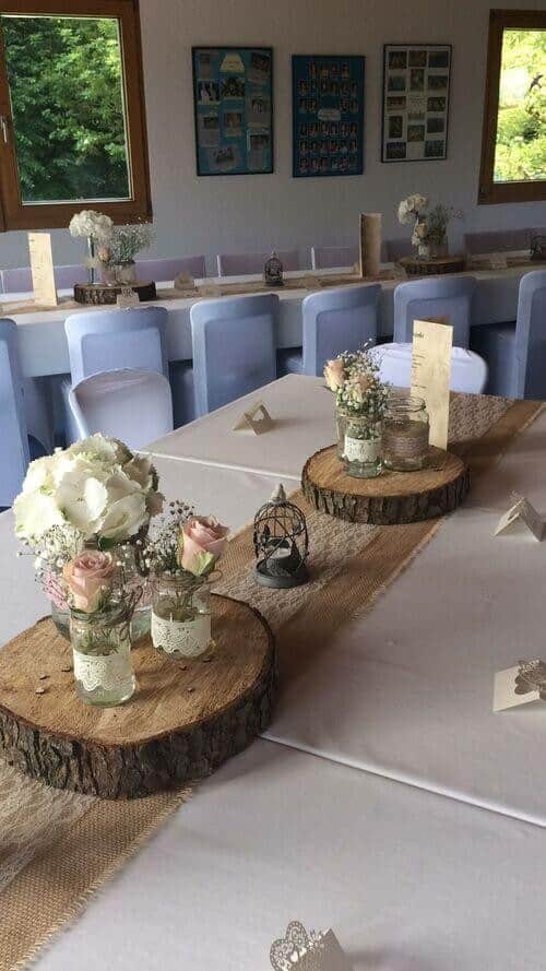 Wood and lace table pieces