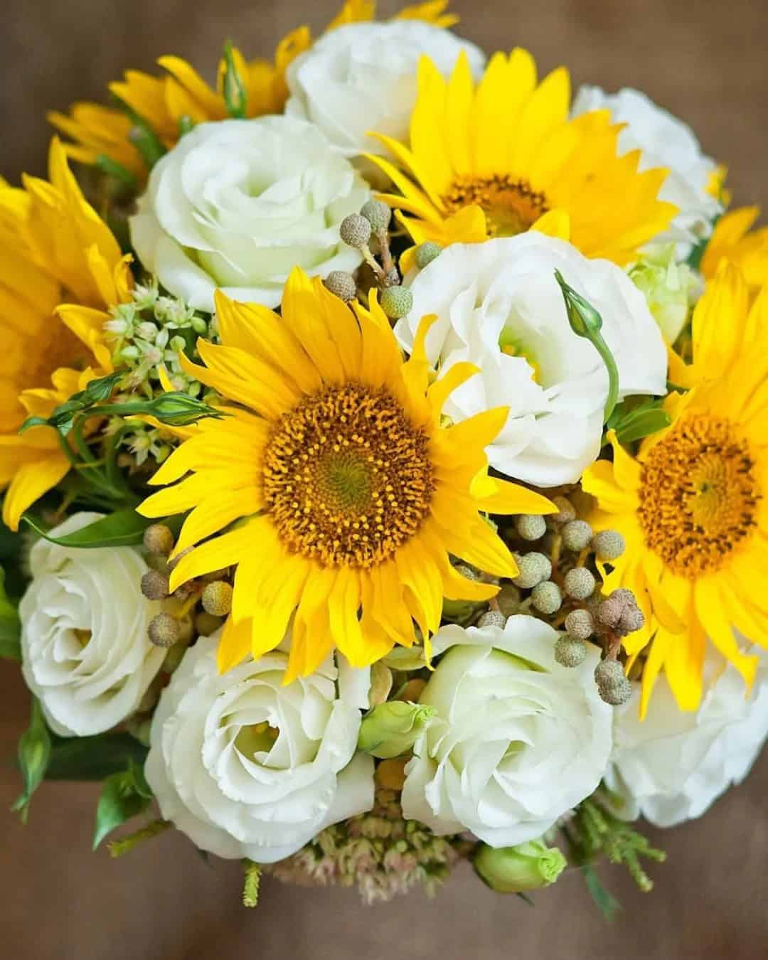 Sunflower Bouquets with White Flowers