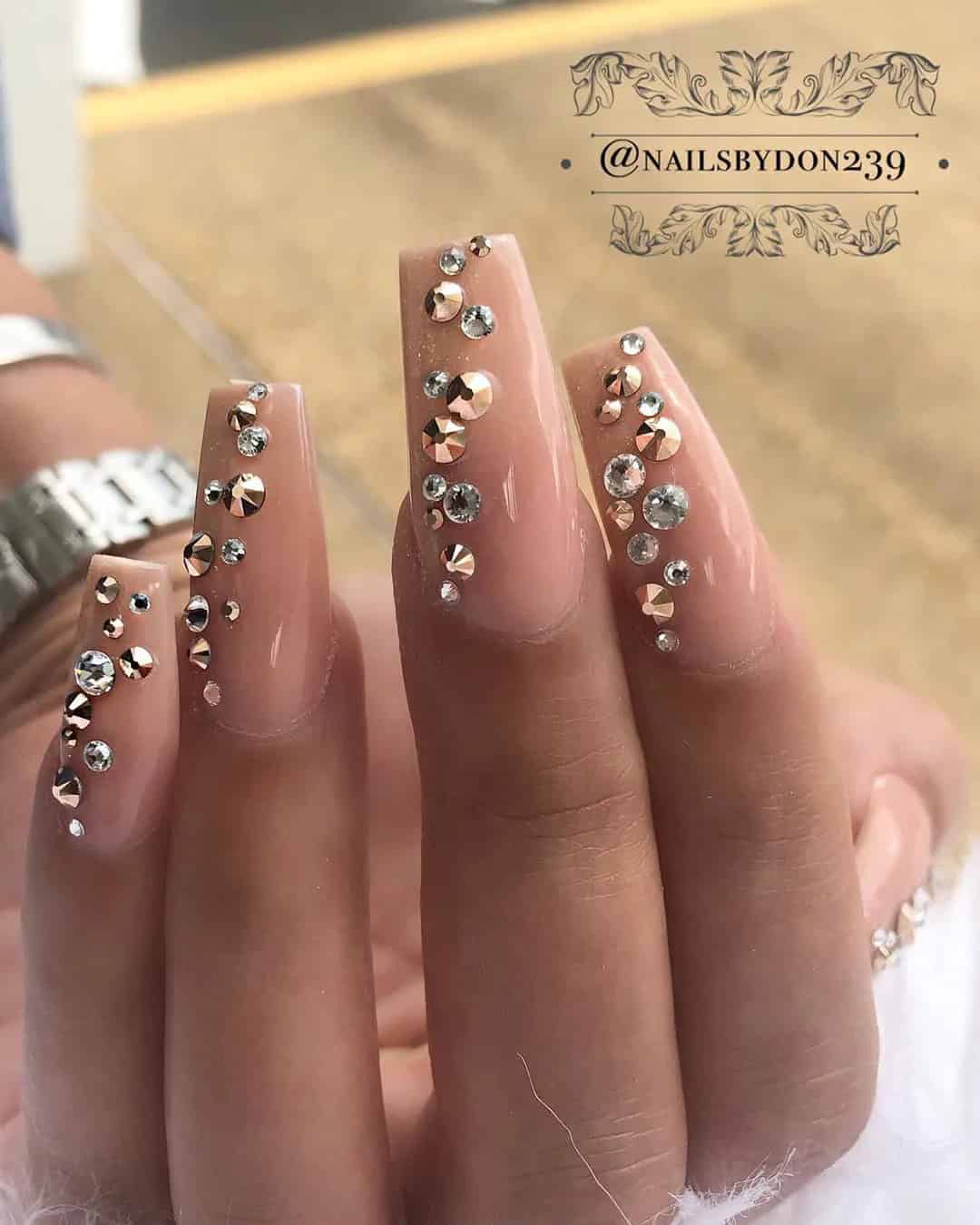 Nude Nails With Gems